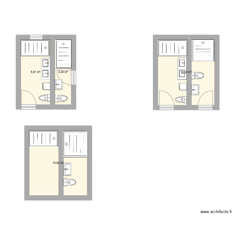 sdb. Plan de 4 pièces et 30 m2