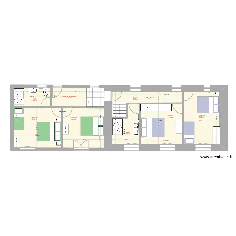 Etage Bleymard V7. Plan de 2 et 78 m² Etage Bleymard V7. Plan de 2 et 78 m²