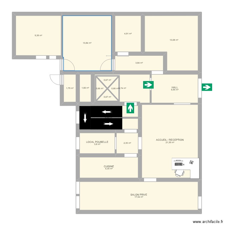 COMPLEMENT EXISTANT. DOSSIER ADAP HOTEL DE FRANCE. Plan de 19 pièces et 124 m2