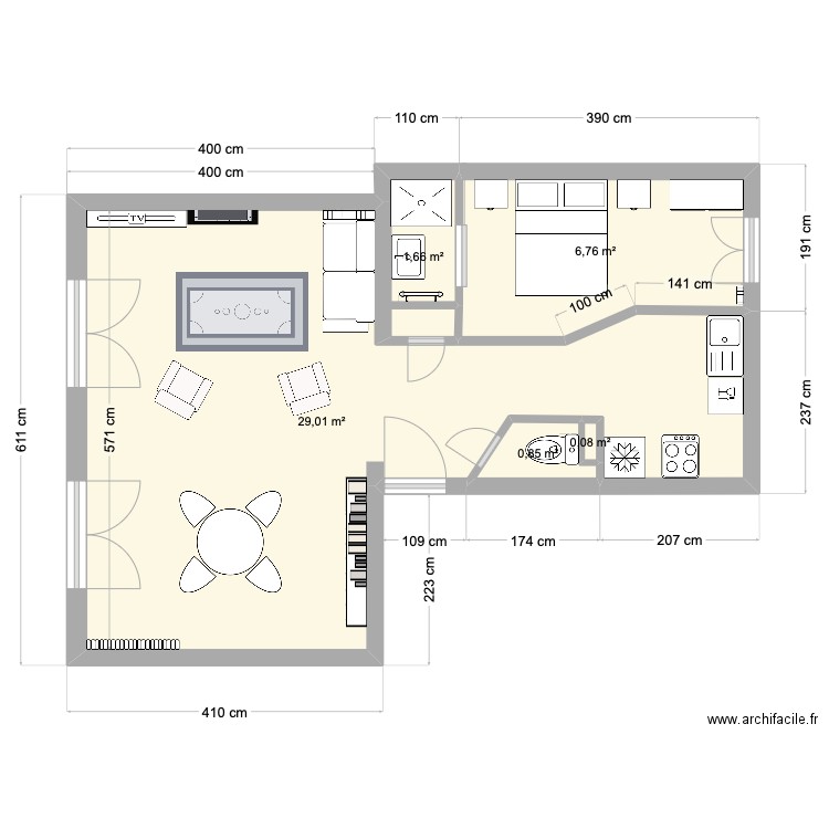 Maison ylo. Plan de 5 pièces et 38 m2