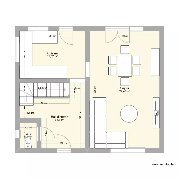 ACLOlo72/0. Plan de 5 Pièces et 51 m²