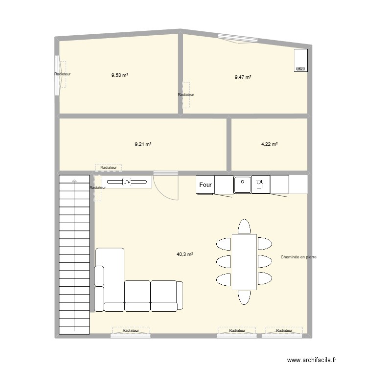 Maison pigeon. Plan de 5 pièces et 73 m2