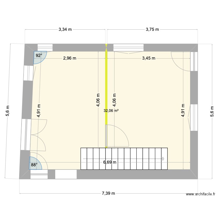 ENTREE. Plan de 1 pièce et 32 m2