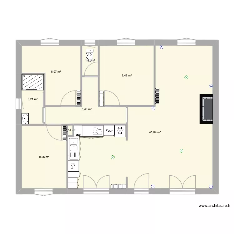 Maison v1. Plan de 8  et 77 m²