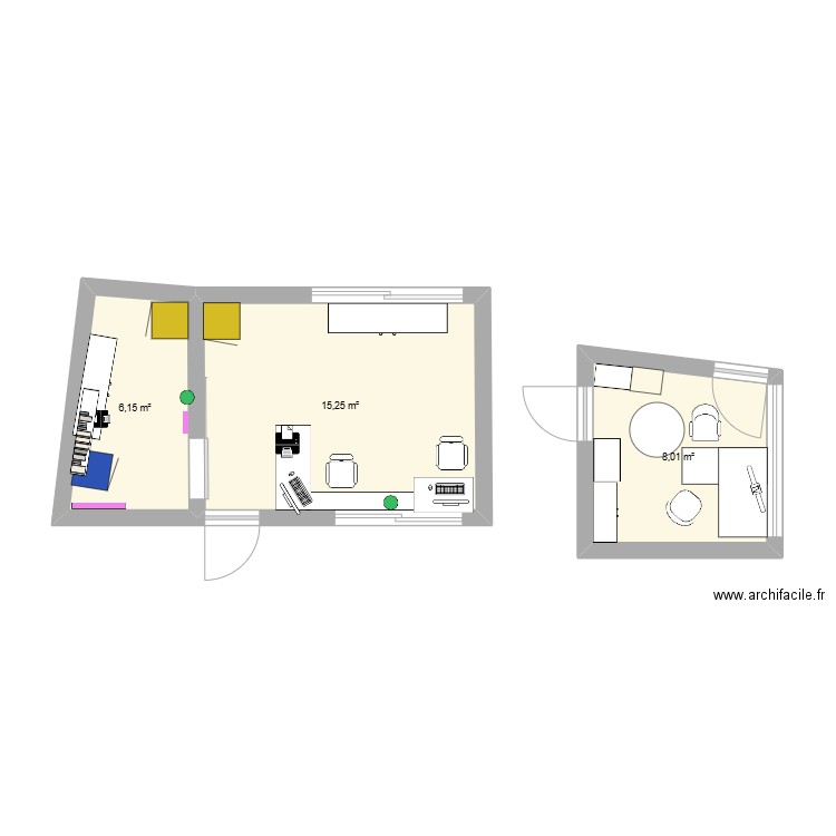 plan ladapt accueil modif. Plan de 3 pièces et 29 m2