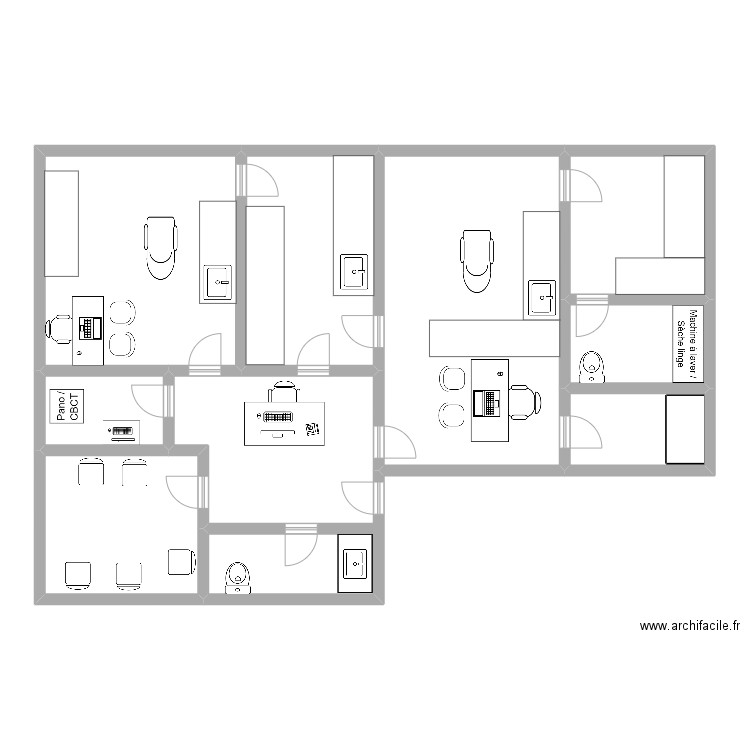 Cab 3. Plan de 9 pièces et 141 m2