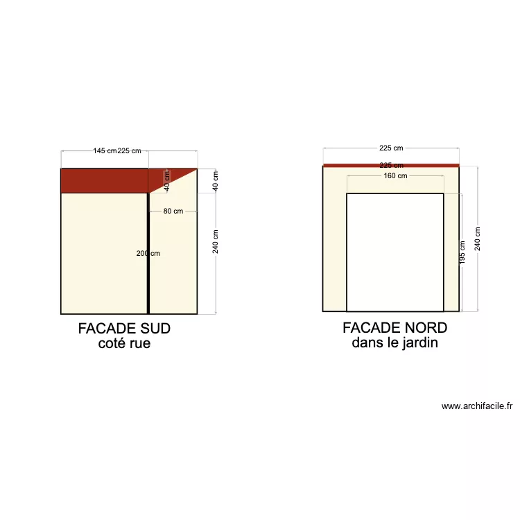 Face SUD et NORD. Plan de 
