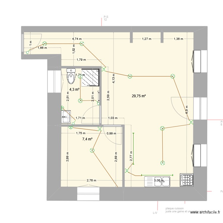 ama. Plan de 6 pièces et 83 m2