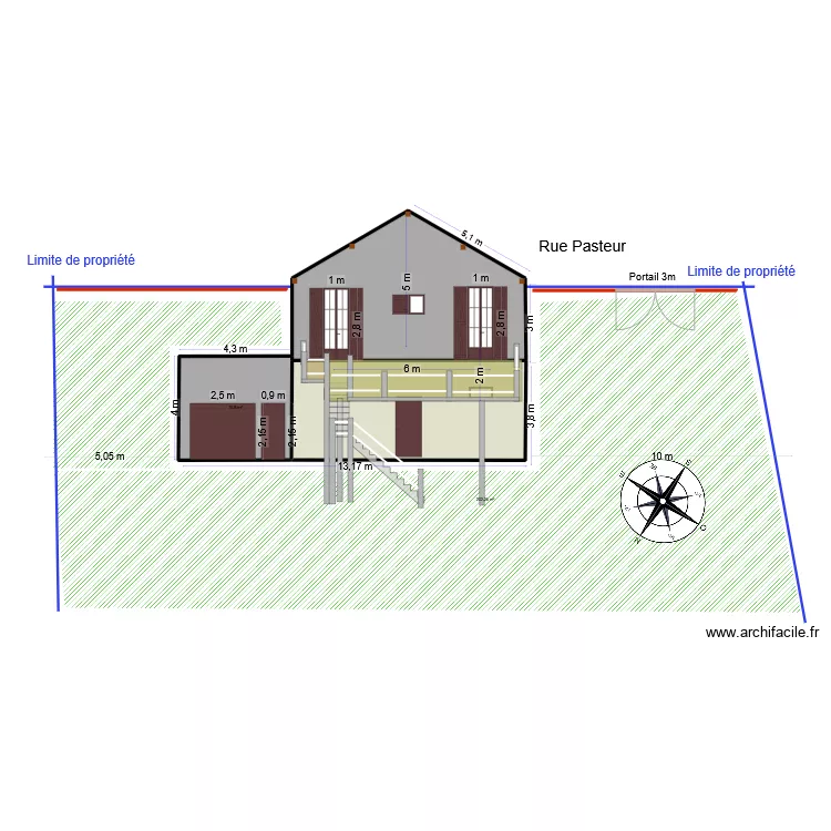 Façade côté jardin. Plan de Façade côté jardin. Plan de