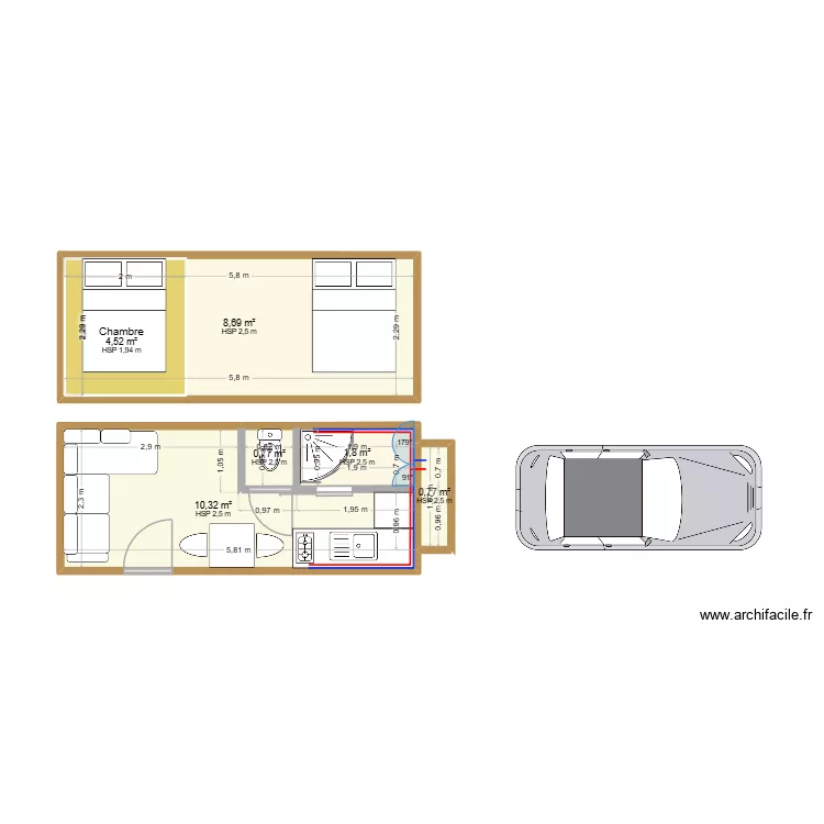 plan tiny. Plan de 6  et 31 m²