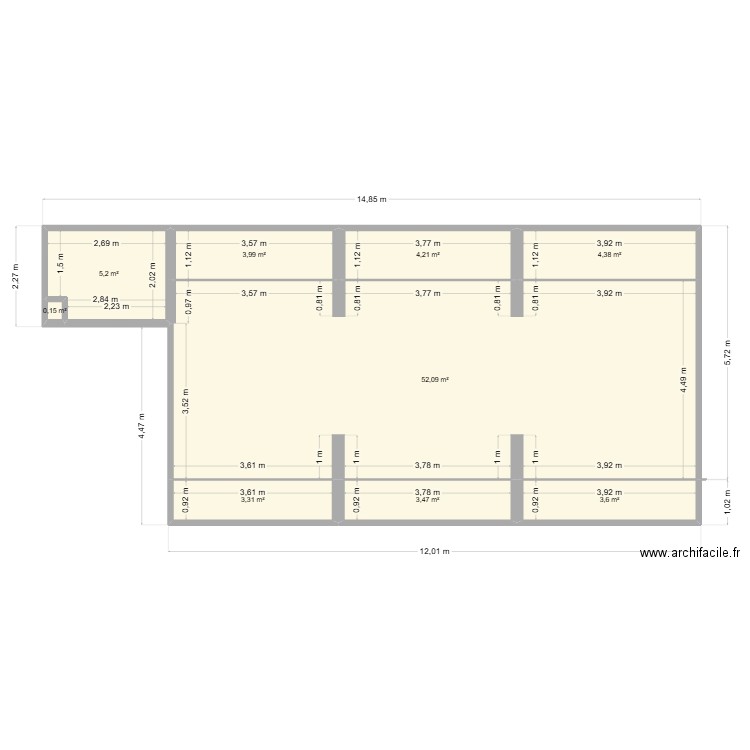 combles TER. Plan de 9 pièces et 80 m2