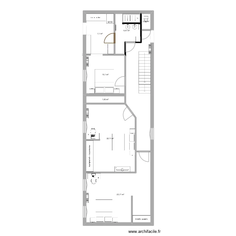 étage avec modif. Plan de 7 et 72 m² étage avec modif. Plan de 7 et 72 m²