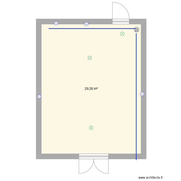 lavage plomberie. Plan de 1 pièce et 29 m2