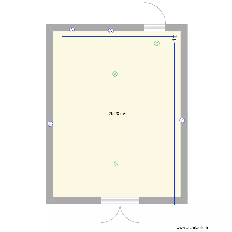 lavage plomberie. Plan de 1 pièce et 29 m²