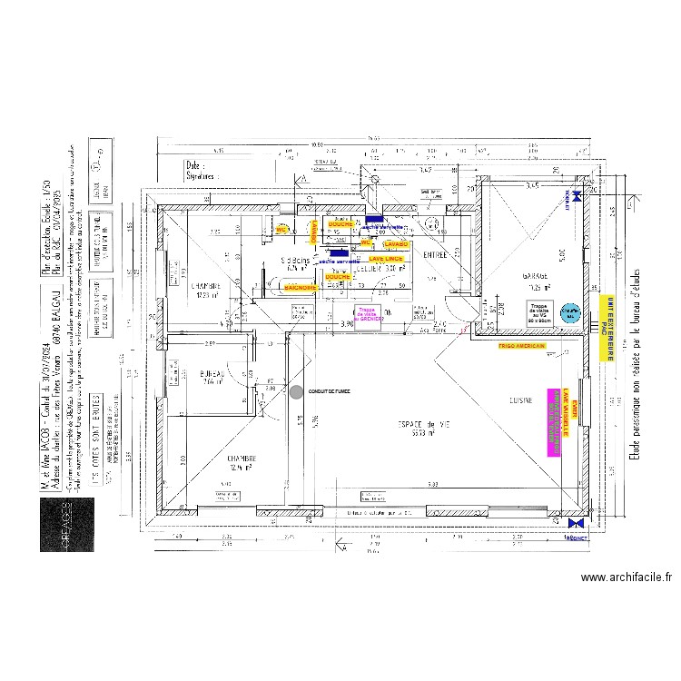 Plan SANITAIRE/CHAUFFAGE IACOB RDC. Plan de 0 pièce et 0 m2