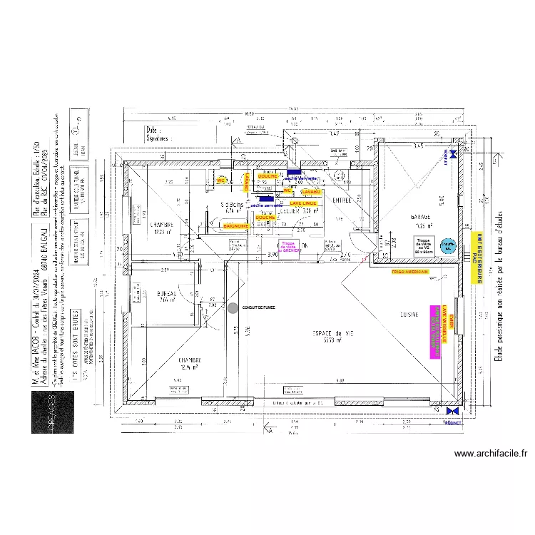Plan SANITAIRE/CHAUFFAGE IACOB RDC. Plan de 