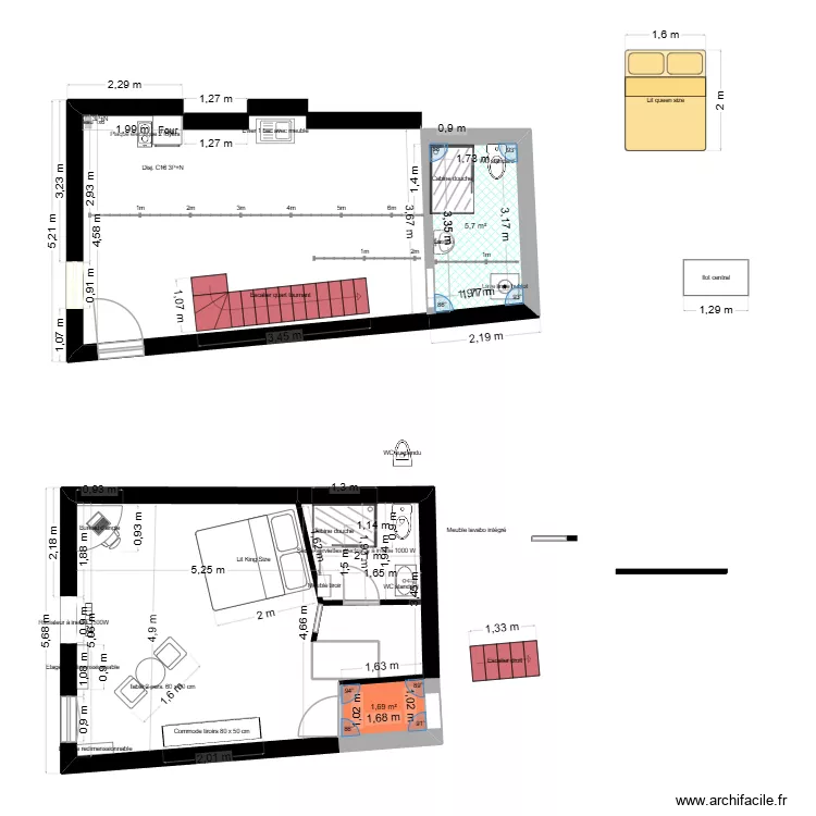 Salies PJ Toulot 5. Plan de 2 Pièces et 7 m²