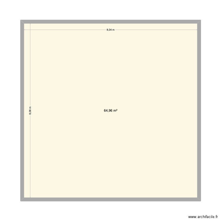 brus. Plan de 1 pièce et 65 m2