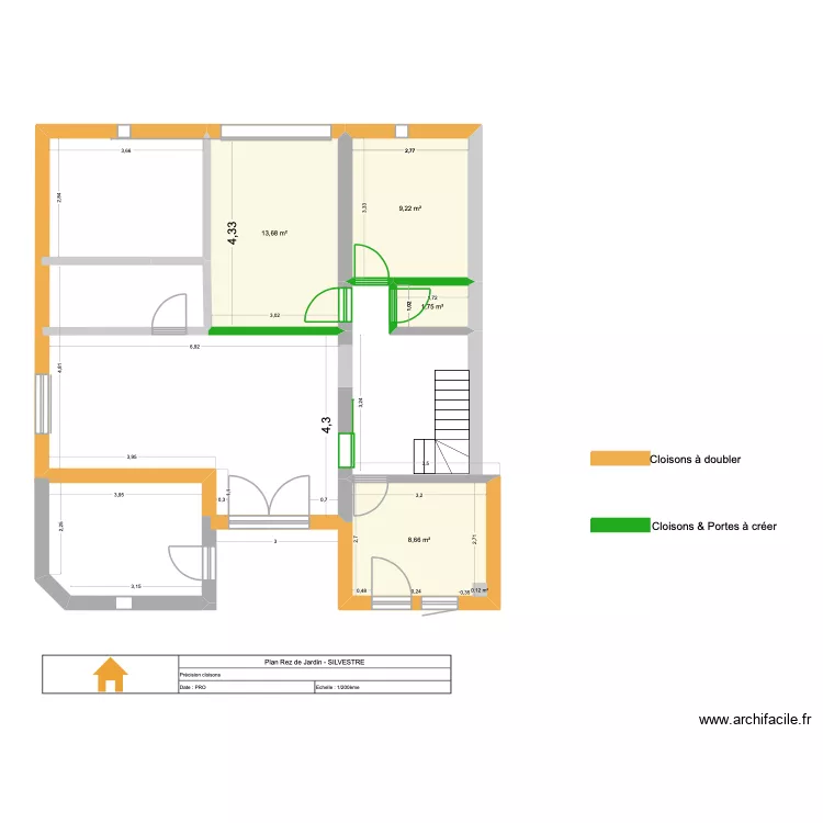 Projet C&egrave;dres Rez de Jardin Plaquiste. Plan de 4  et 33 m²