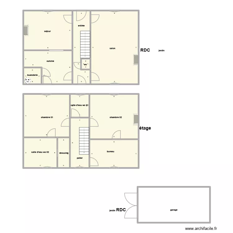 merlet pb. Plan de 14  et 171 m²