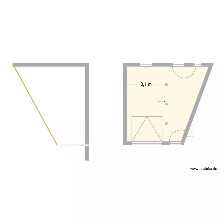 Garage. Plan de 1  et 33 m²