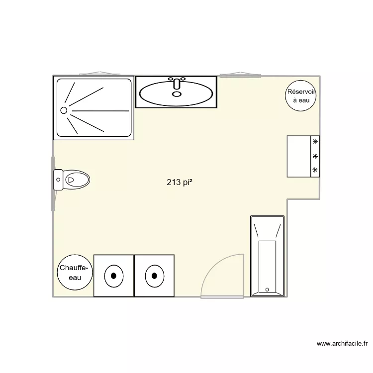 Salle de bain. Plan de 1  et 20 m²