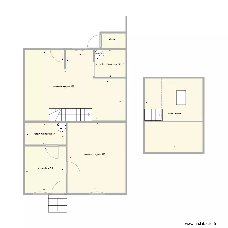ch&eacute;n&eacute; PB. Plan de 7  et 77 m²