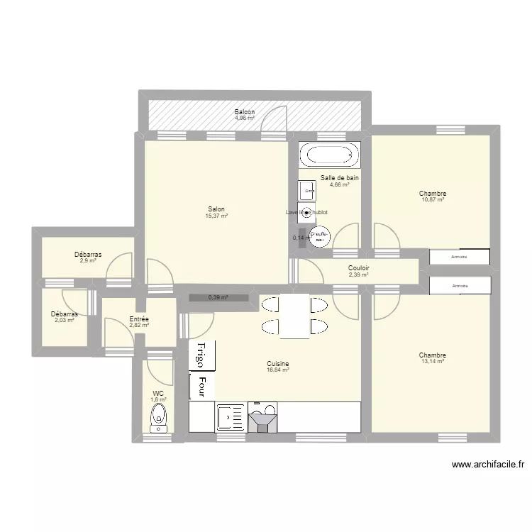 Appartement Melissa. Plan de 13  et 78 m²