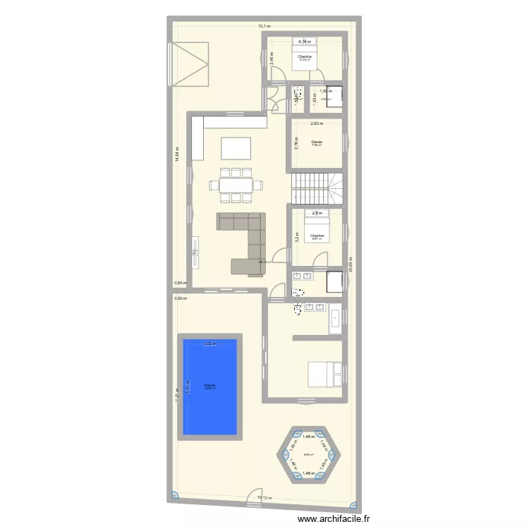 maison da ouidah. Plan de 8  et 319 m²