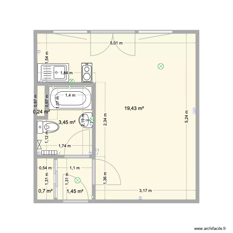 A18. Plan de 5  et 25 m²