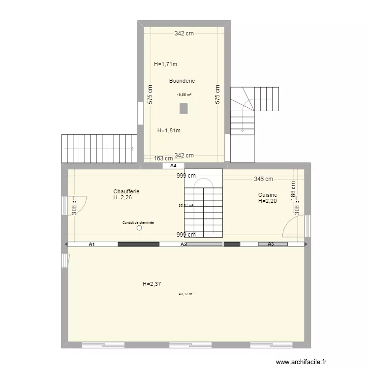 Maison Rouret - RdC - Ouvertures. Plan de 