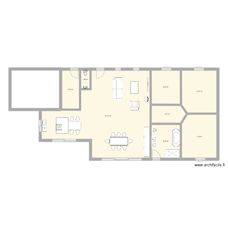 plan 2. Plan de 8 pièces et 129 m2