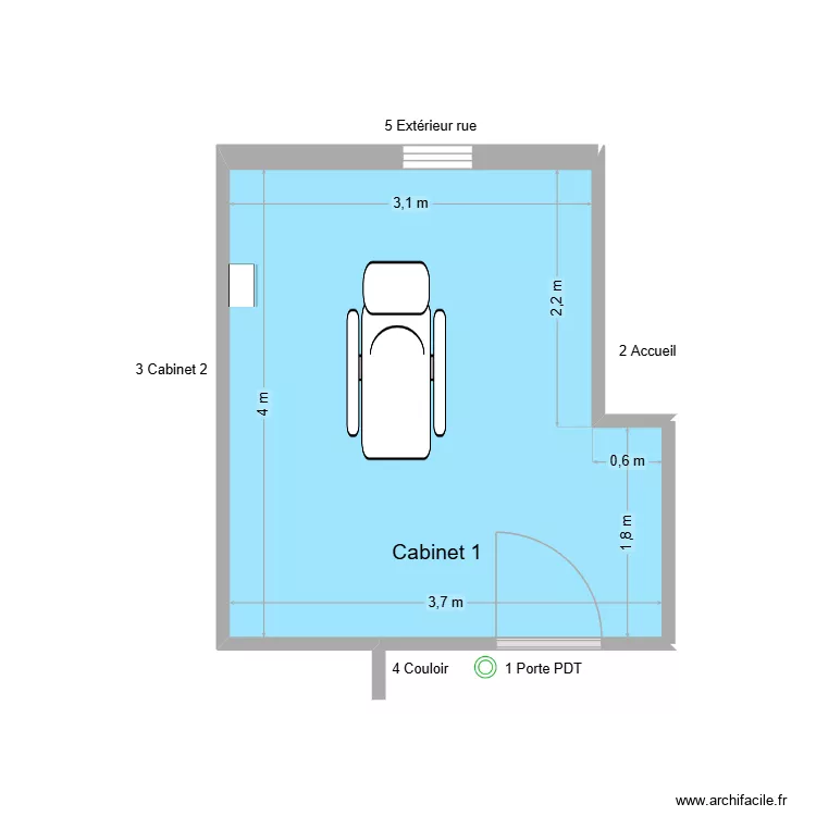 60709 Cabinet 1. Plan de 1  et 13 m²