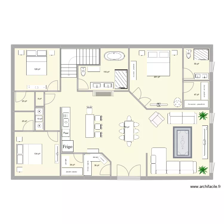 Plan chalet 2026-1. Plan de 13 pièces et 149 m²