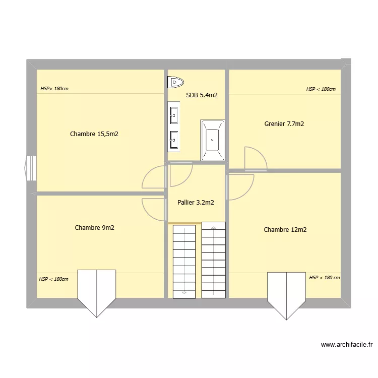 Maison Pajaudi&egrave;re R+2 ). Plan de 2  et 67 m²