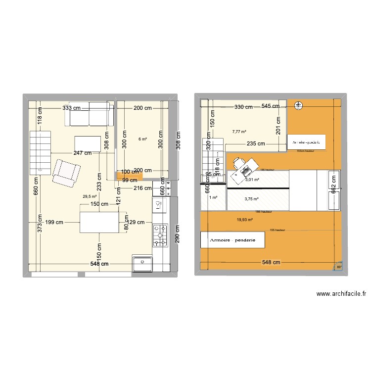 maison. Plan de 7 pièces et 87 m2