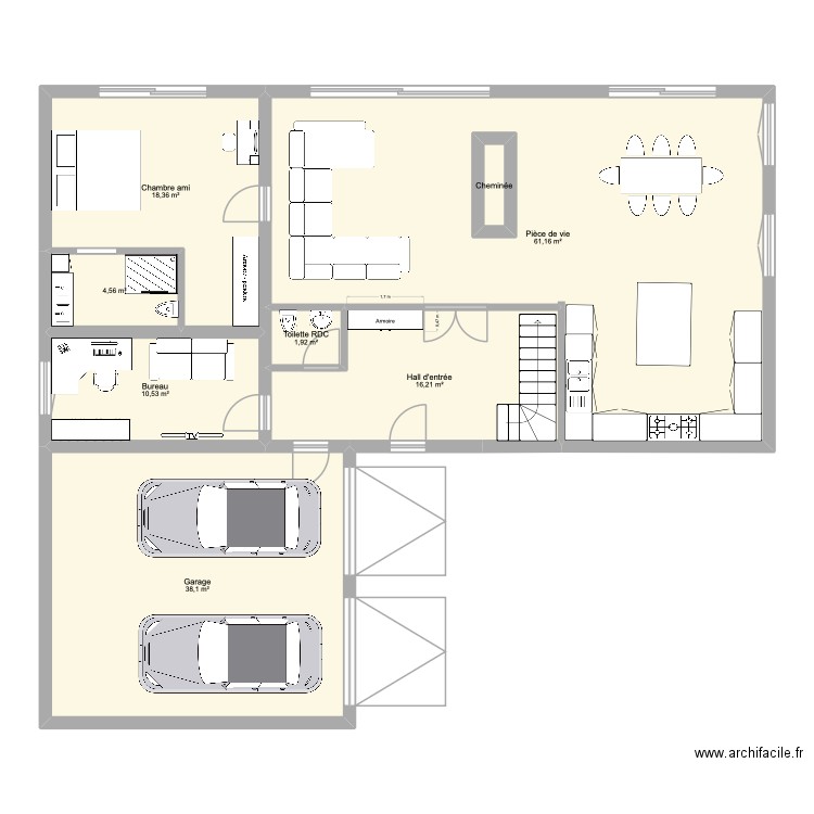 plataria. Plan de 16 pièces et 255 m2