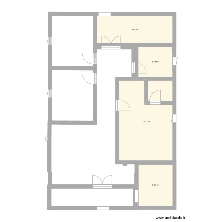Hervé. Plan de 4 pièces et 46 m2