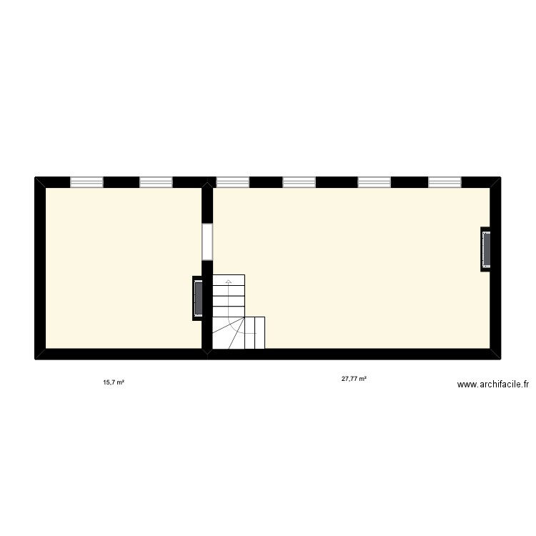 Grenier Seneffe. Plan de 2 pièces et 43 m2