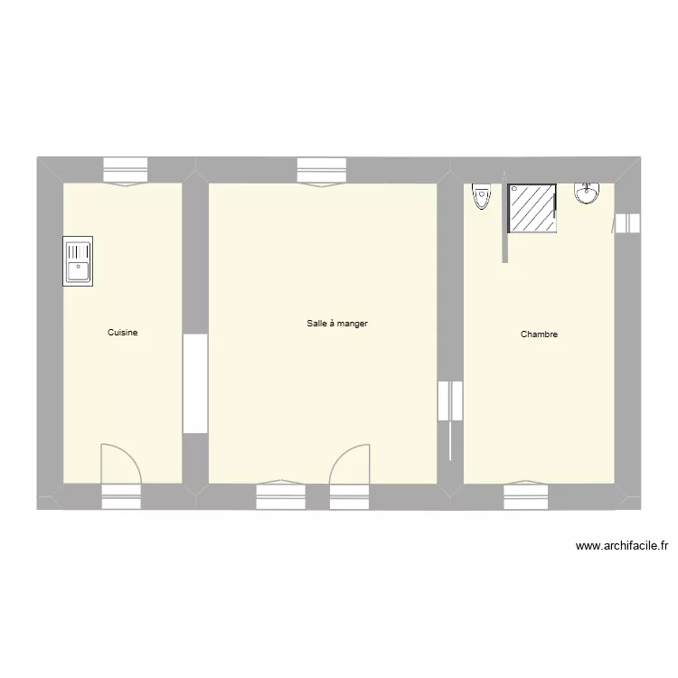 etage eau. Plan de 3  et 60 m²