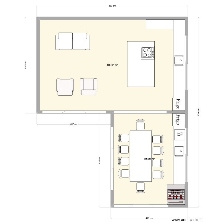 ReservaOutra. Plan de 2 pièces et 60 m2