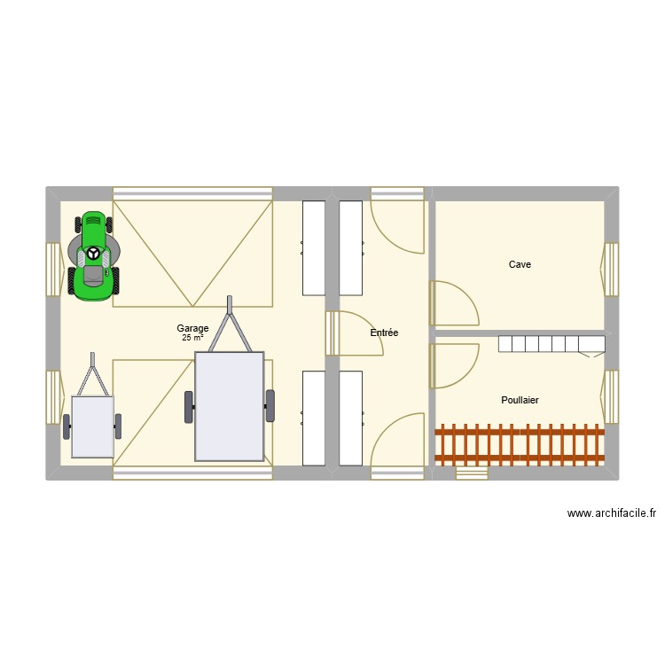 chop. Plan de 5 pièces et 100 m2