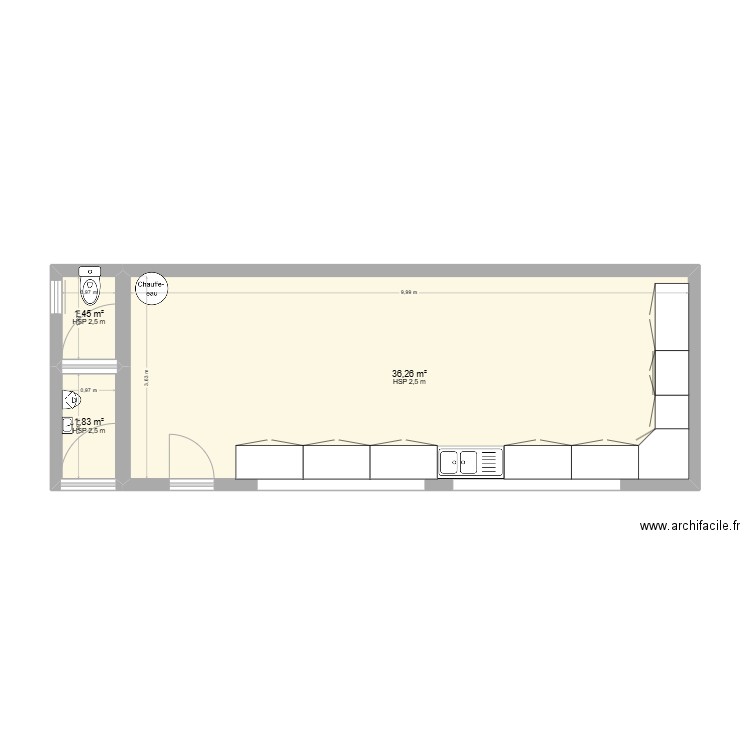 projet OPB BAIX. Plan de 3 pièces et 40 m2