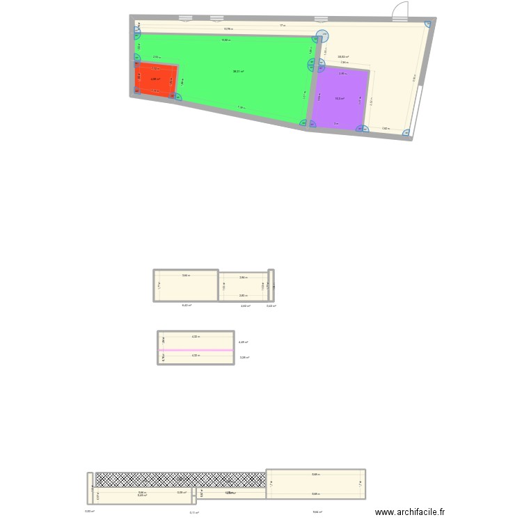 Terrasse Après. Plan de 16 pièces et 134 m2