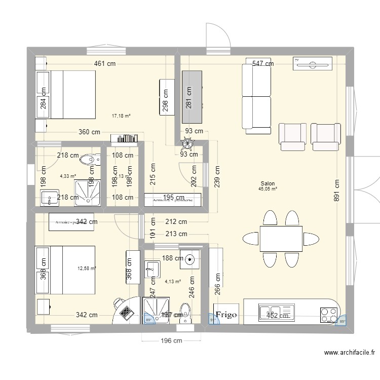 maison 2 chambres. Plan de 6 pièces et 85 m2