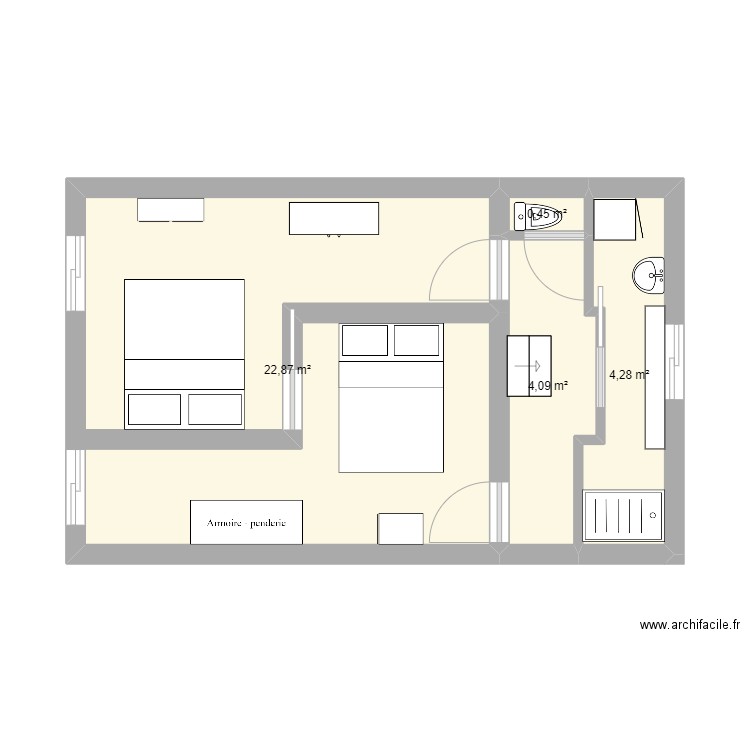 projet 2. Plan de 4 pièces et 32 m2