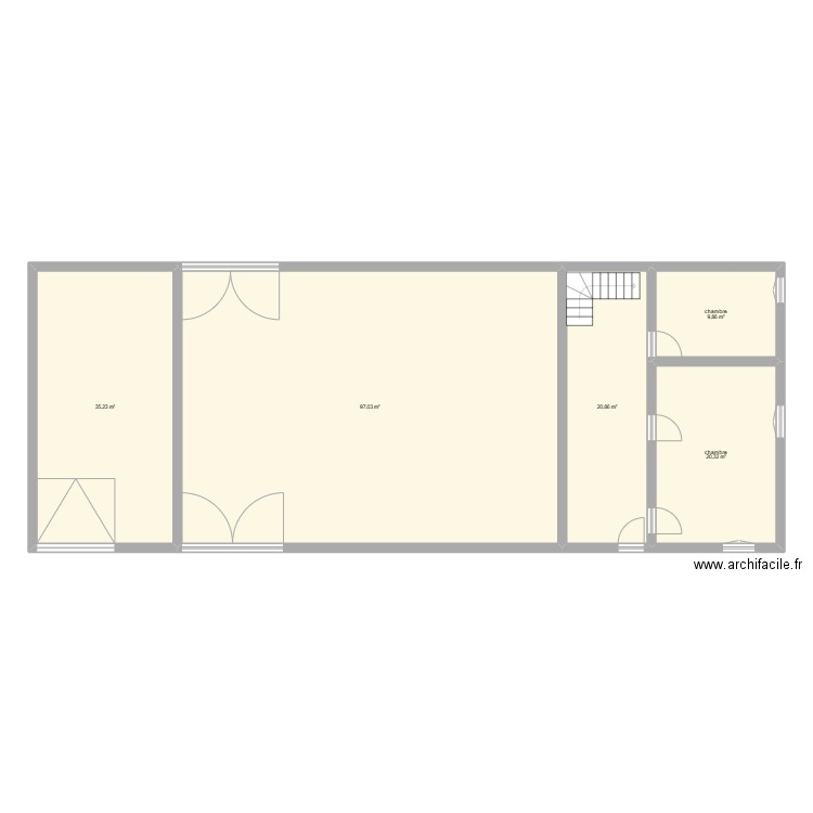 1er étage. Plan de 5 pièces et 183 m2