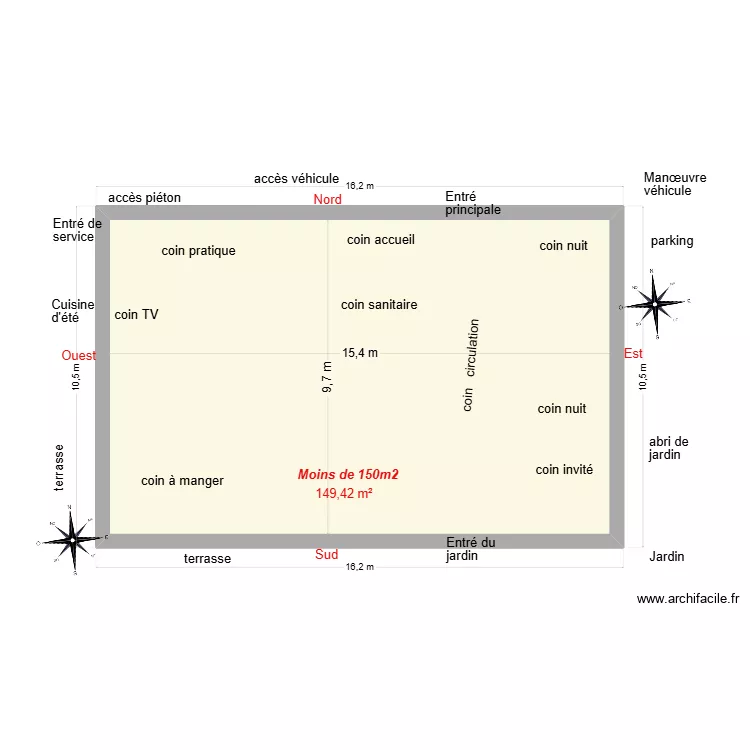 Maison rectangle 03. Plan de Maison rectangle 03. Plan de