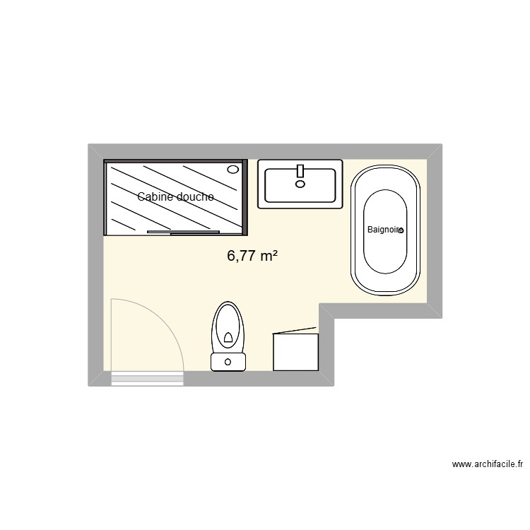 Salle de bain_2. Plan de 1 pièce et 7 m2