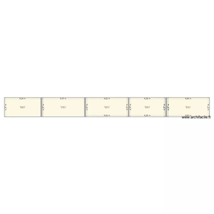 cale. Plan de 5  et 198 m²